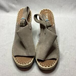 Toms Espadrilles Wedges in Tan/Khaki sandals with ankle strap size 8.5
